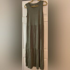 Olive Green Tank‎ Tiered Maxi Dress New Medium